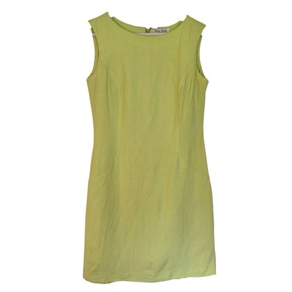 Jessica London Vintage Linen lime green shift dress 6 - Picture 1 of 8